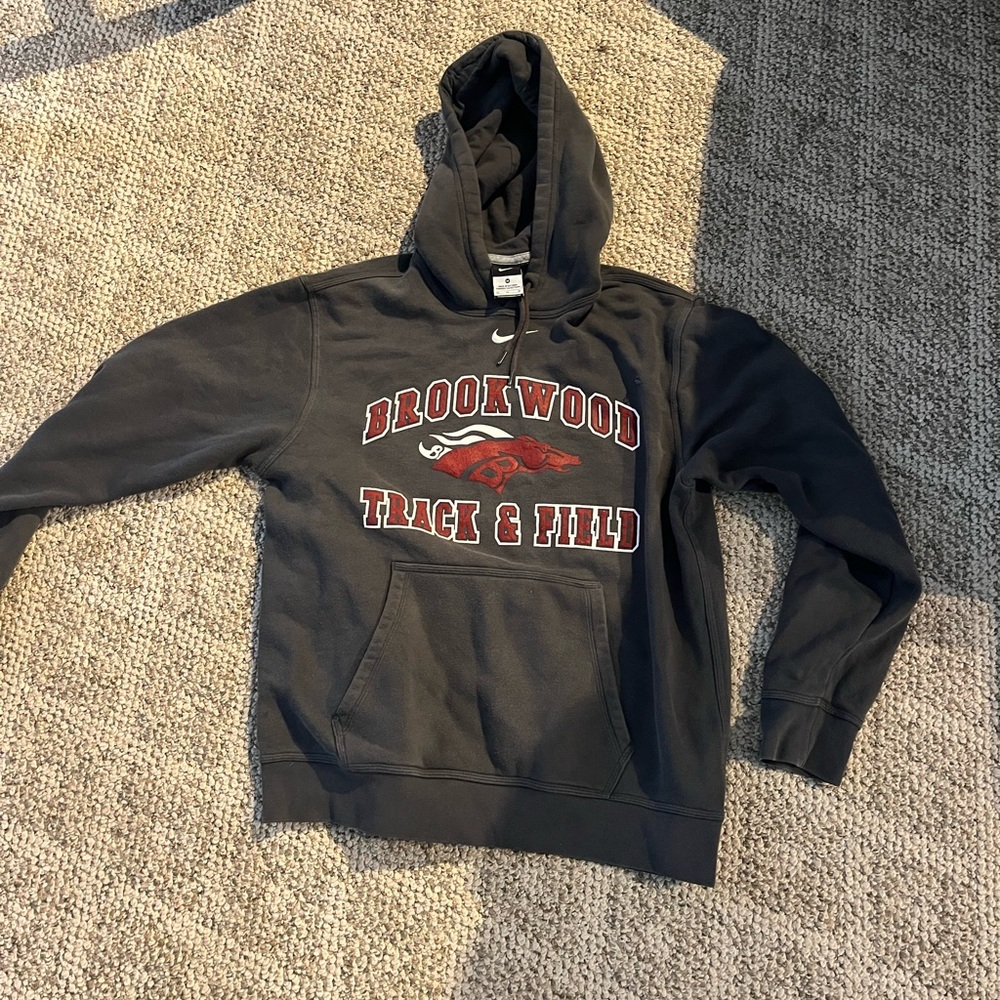vintage nike center swoosh hoodie brookwood highschool track and field